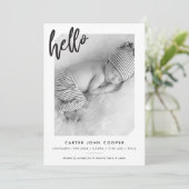 PHOTO BABY FAIRE-PART mignon script de bonjour mod (Debout devant)