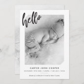 PHOTO BABY FAIRE-PART mignon script de bonjour mod (Devant / Derrière)