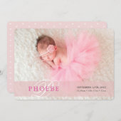 PHOTO BABY FAIRE-PART superposition initiale fille (Devant / Derrière)