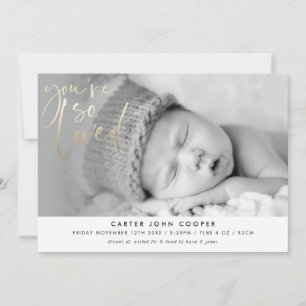 PHOTO BABY FAIRE-PART tu es tellement aimé or