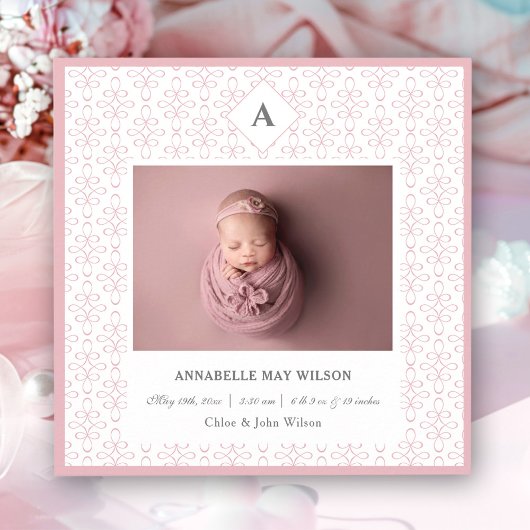 Photo Baby Girl Name Faire-part de naissance