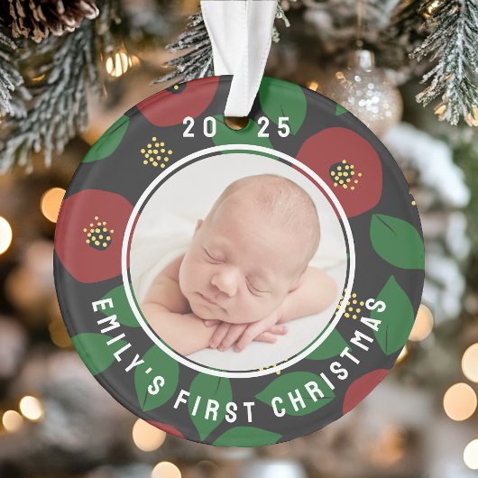 Photo Baby's First Christmas Floral