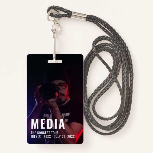 Photo Background Media Pass ID Badge (Devant avec lanière)