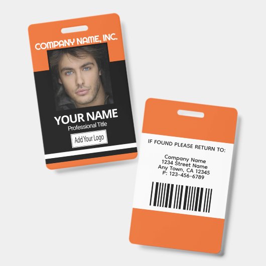 Photo Badge - Orange and Black (Voor- en achterkant)
