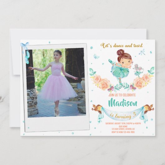 Photo Ballerina invitation anniversaire Ballet inv (Devant)