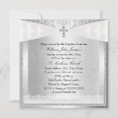 Photo Baptême White & Silver Cross Invitation (Dos)