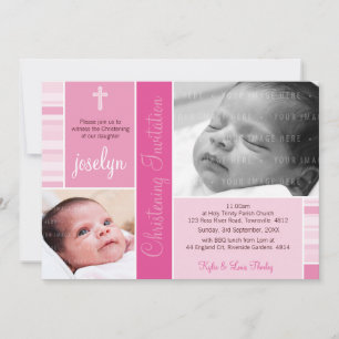 PHOTO BAPTISM gestreepte essentie patroon roze Kaart