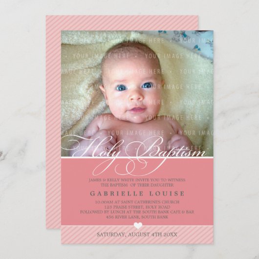 PHOTO BAPTISM INVITATION :: charmant type 1 (Devant / Derrière)