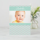 PHOTO BAPTISM INVITATION :: menthe de chevron (Debout devant)