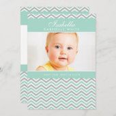 PHOTO BAPTISM INVITATION :: menthe de chevron (Devant / Derrière)
