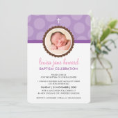 PHOTO BAPTISM INVITATION mignon poka point motif v (Debout devant)