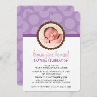 PHOTO BAPTISM INVITATION mignon poka point motif v