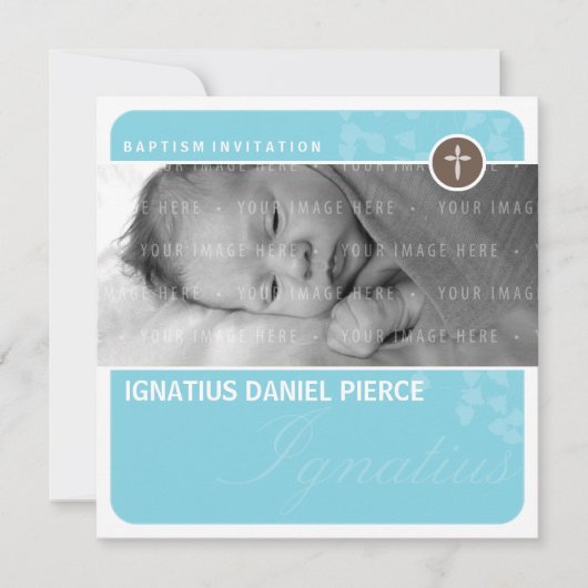 PHOTO BAPTISM INVITATION :: point cardiaque 7SQ (Devant)