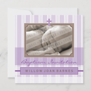 PHOTO BAPTISM INVITATIONS :: 3 SQ élégant