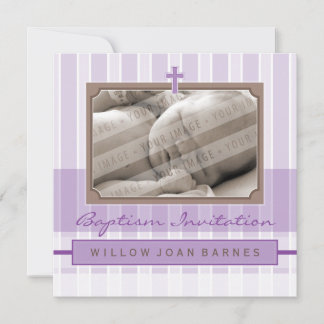 PHOTO BAPTISM INVITATIONS :: 3 SQ élégant