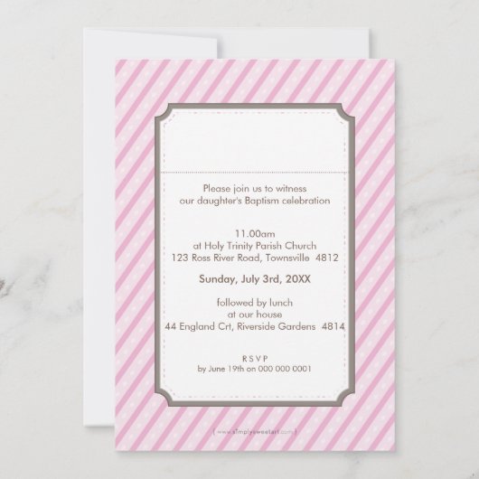 PHOTO BAPTISM INVITATIONS :: candystripes 1P (Dos)
