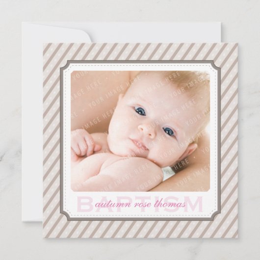 PHOTO BAPTISM INVITATIONS :: candystripes 7SQ (Devant)