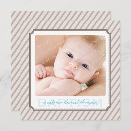 PHOTO BAPTISM INVITATIONS :: candystripes 8SQ (Devant / Derrière)