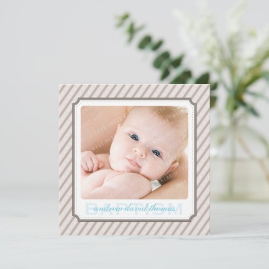 PHOTO BAPTISM INVITATIONS :: candystripes 8SQ (Debout devant)