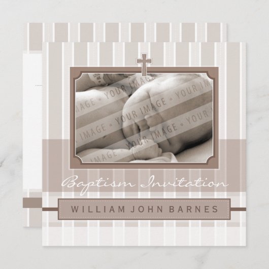 PHOTO BAPTISM INVITATIONS :: chic 1SQ (Devant / Derrière)