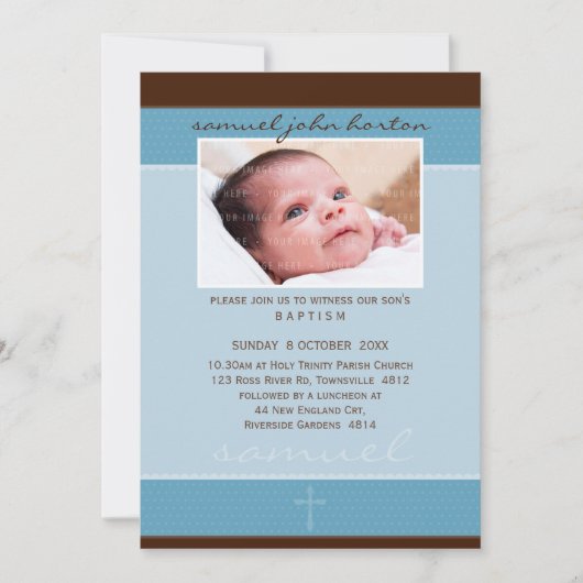PHOTO BAPTISM INVITATIONS :: doucement repéré 5P (Devant)