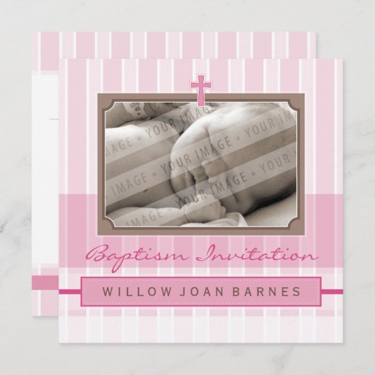 PHOTO BAPTISM INVITATIONS :: élégamment 2SQ (Devant / Derrière)