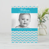 PHOTO BAPTISME INVITATION :: aqua chevron doux (Debout devant)