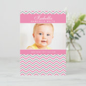 PHOTO BAPTISME INVITATION :: chevron rose doux (Debout devant)