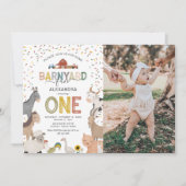 Photo Barnyard Farm First Birthday Invitation (Devant)