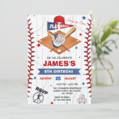 Photo Baseball Birthday Invitation Kaart (Staand voorkant)