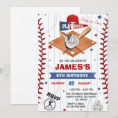 Photo Baseball Birthday Invitation Kaart (Voorkant / Achterkant)