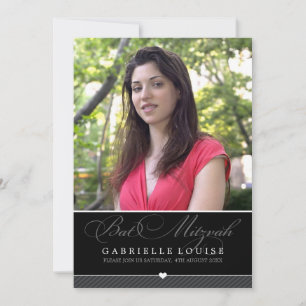 PHOTO BAT MITZVAH INVITE:: prachtig type 2 Kaart