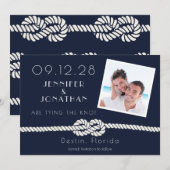 Photo Beach Nautical Rope Navy White Save The Date (Voorkant / Achterkant)