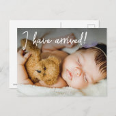 Photo bébé Je suis arrivé Faire-part de naissance (Devant / Derrière)