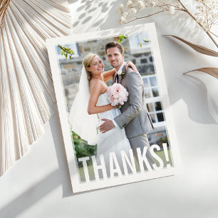 PHOTO-BEDANKT moderne vetgedrukte witte bekleding Bedankkaart