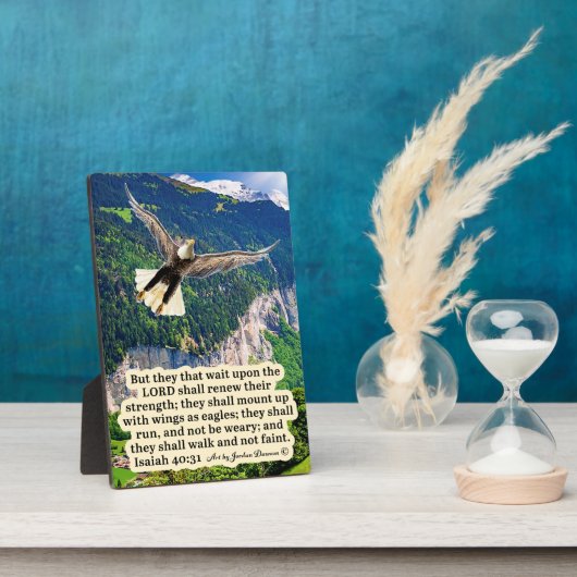 Photo Belle Écriture d'aigle Plaque Isaïe 40:31 (Côté)