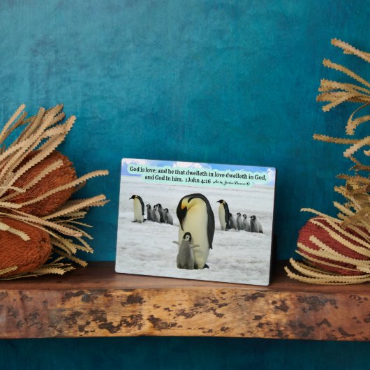 Photo Belle écriture de pingouin Plaque 1 Jean 4:16 (Côté)