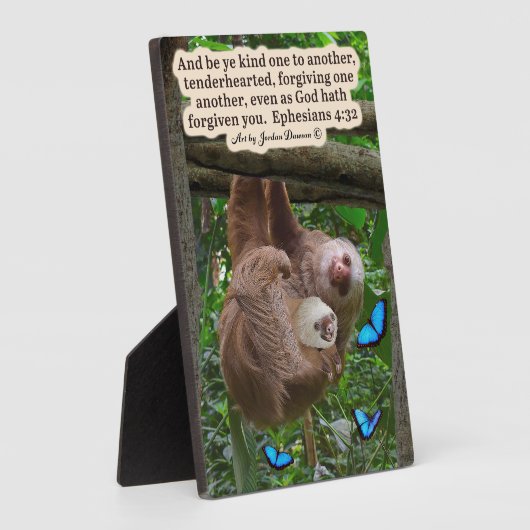 Photo Belle Écriture de Sloth Plaque Ephésiens 4:32 (Côté)