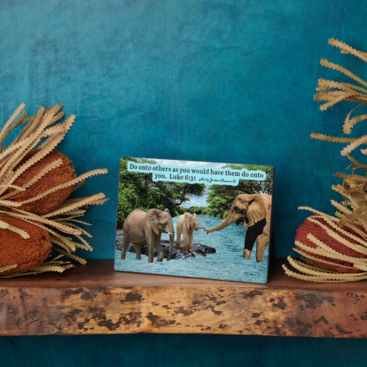 Photo Belle Écriture Eléphante Plaque Luke 6:31 (Côté)