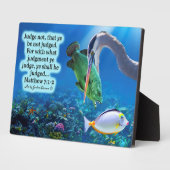 Photo Belle Écriture Océanique Plaque Matthieu 7:1-2 (Côté)