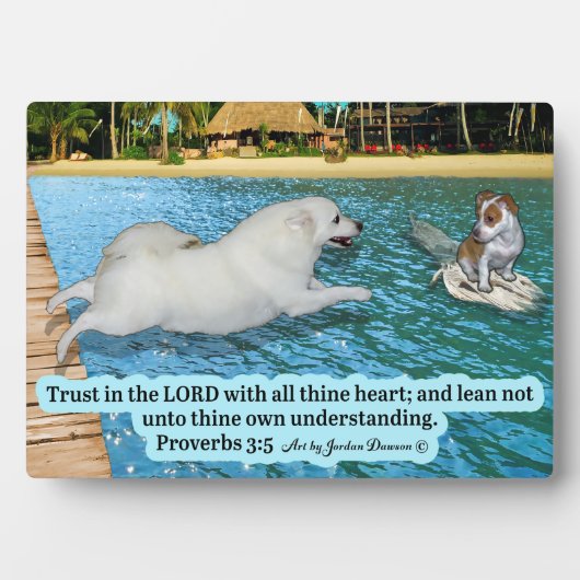Photo Belle Esquimau Chien Scripture Plaque Proverbes 3: (Devant)