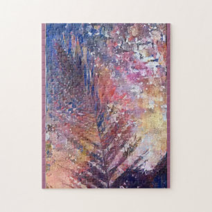 photo, belle feuille nature dans puzzle pastel