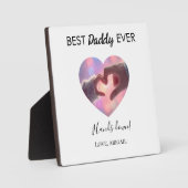 Photo Best Daddy Ever Heart Tabletop Plaque with Easel (Recto)