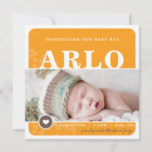 PHOTO BIRTH ANNOUNCEMENT hartstikke oranje botanis Aankondiging