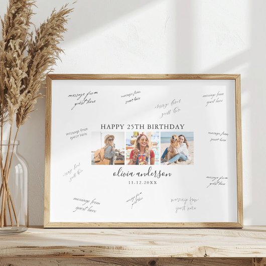 Photo Birthday Party Guest Signature Poster