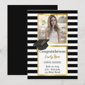 Photo Black and Gold Graduation Party invitation (Devant / Derrière)