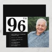 Photo Black and White 96th Birthday Invitation (Devant / Derrière)