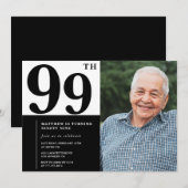 Photo Black and White 99th Birthday Invitation (Devant / Derrière)