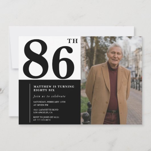 Photo Black and White Invitation du 86e anniversai (Devant)
