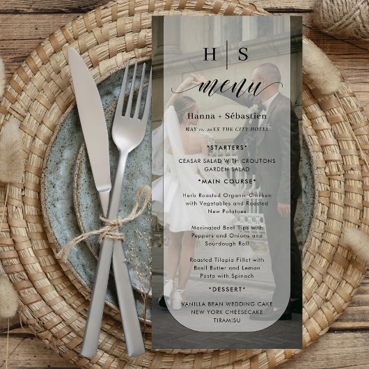photo Black and White Wedding Menu